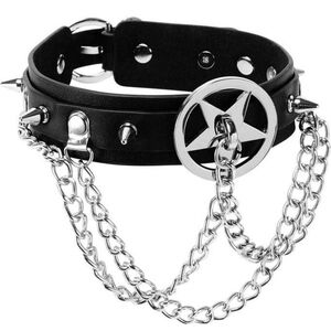 Killstar Black and Silver Pentagram Chain Necklace